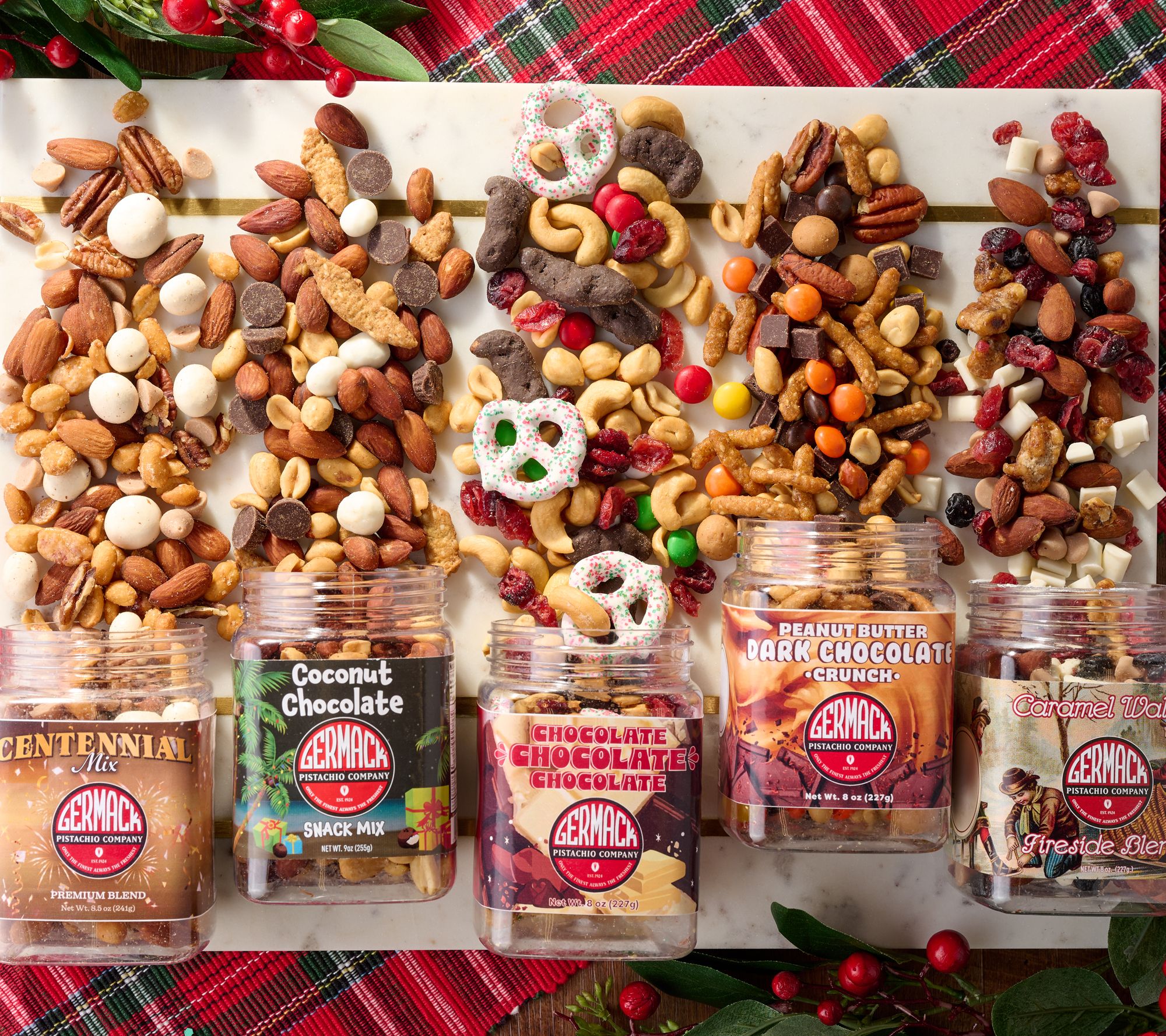 Germack (5) Jar Set Holiday Mini Nut Mixes Assortment - QVC.com