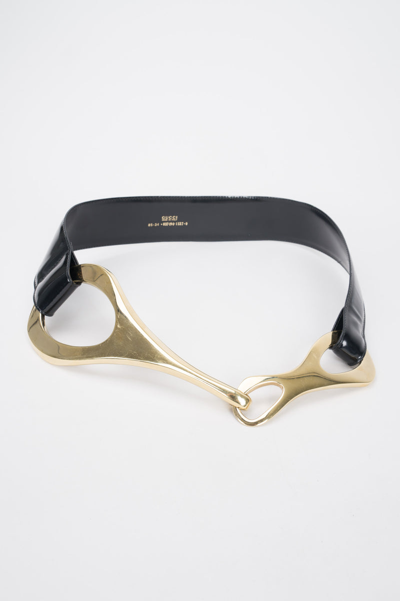 Gucci Tom Ford 1996 Leather Gold Gilt Buckle Belt Harness – Recess