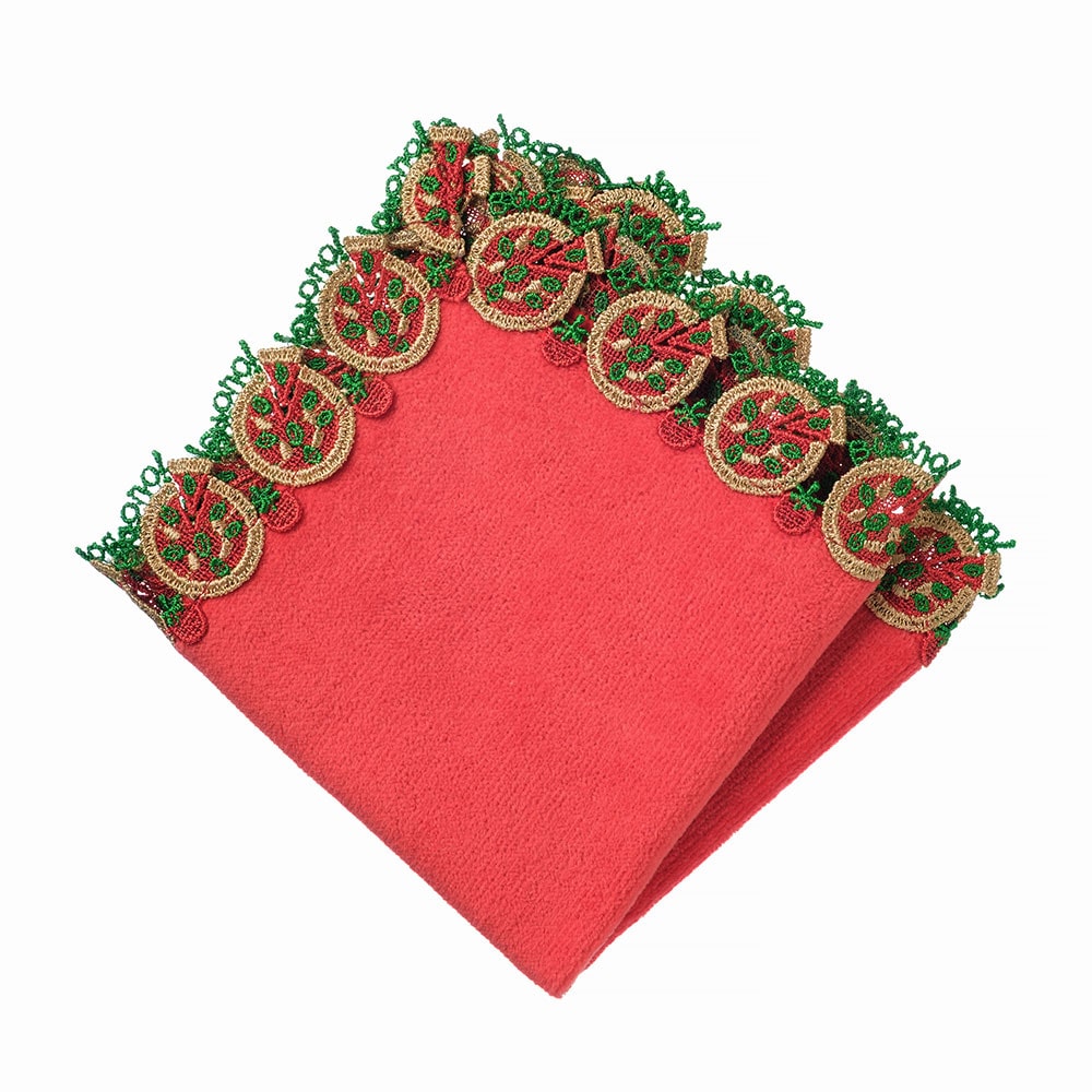 タオルハンカチ ピッツァ(レッド): ファッション・ビューティー雑貨