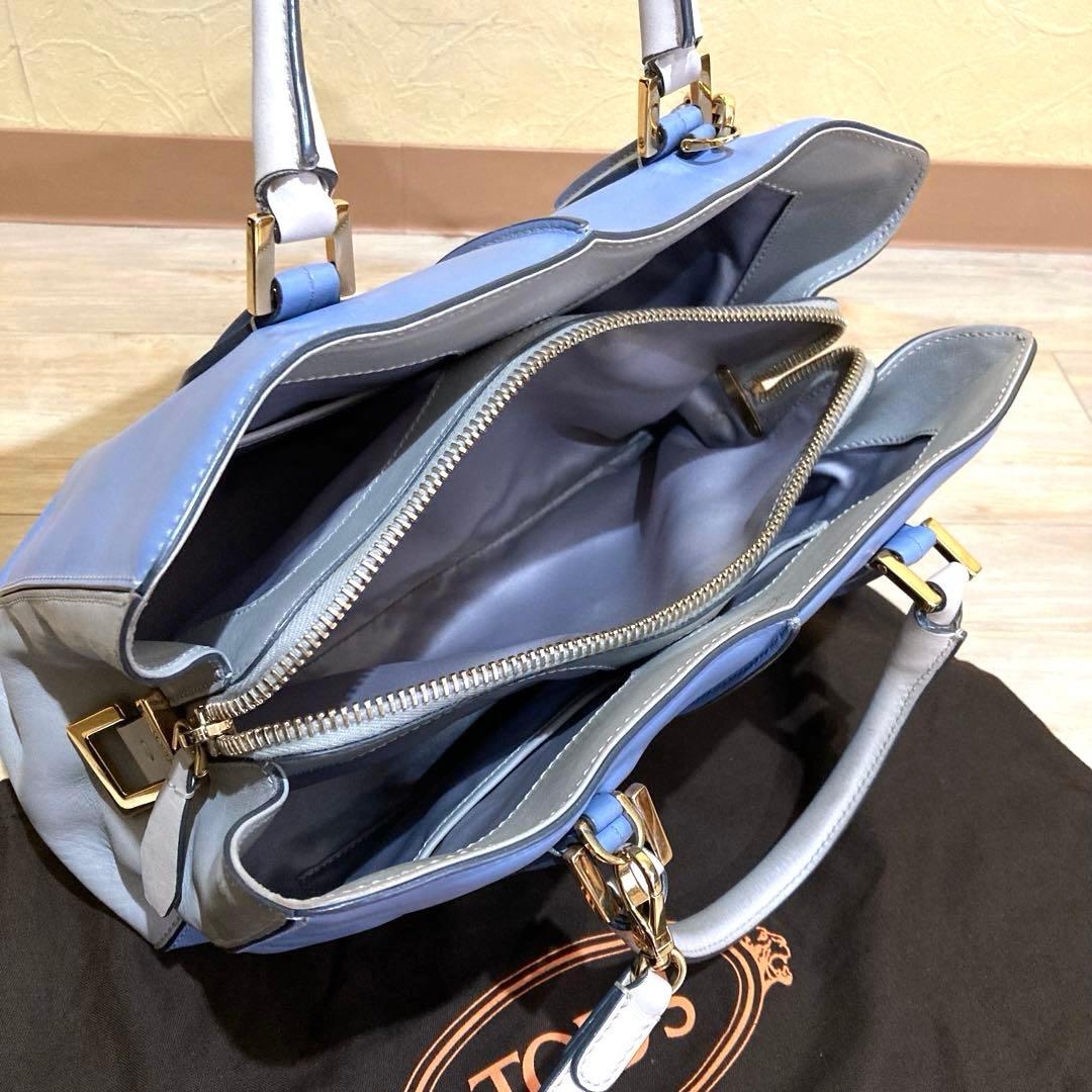 TOD'S トッズ Dキューブ 2way バイカラー レザーショルダーバッグ