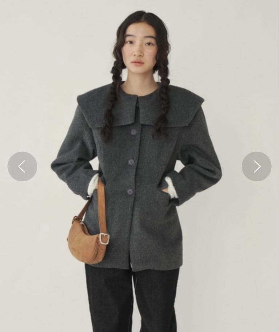 GIUNON giunon ジウノン ビッグカラーコート チャコールグレー GIUNON（ジウノン）の「big collar coat / ビッグカラーコート（その他