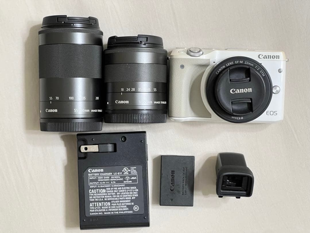 Canon EOS M3 ダブルズームキット+単焦点レンズ EOS M3 ミラーレス一眼カメラ ダブルレンズキット2 ホワイト [ズーム