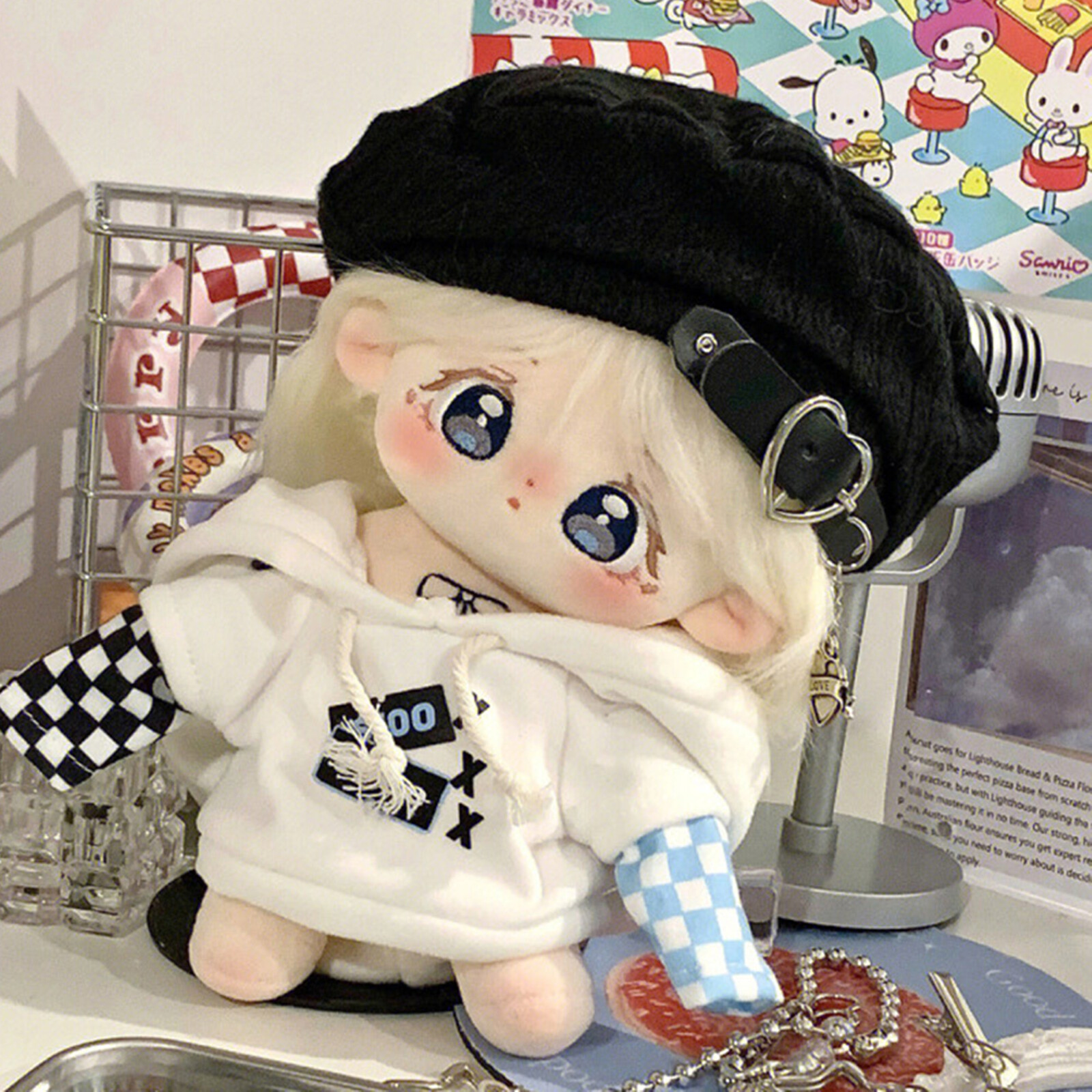 20cmぬいぐるみ 着せ替えぬいぐるみ シロ 元気少女 白髪青目 アイドル